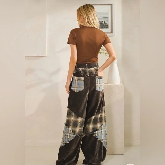 @-Oli & Hali Patchwork Wide-Leg Pants - Picture 4 of 6